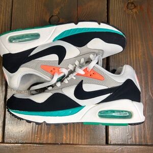 Nike Kids Sneakers in White, Black, Teal & Coral Accent
